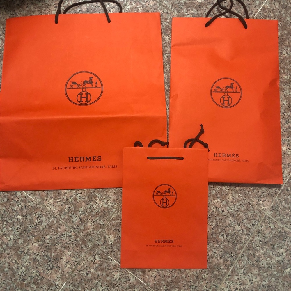 Hermès large medium small paper shopping bag logo